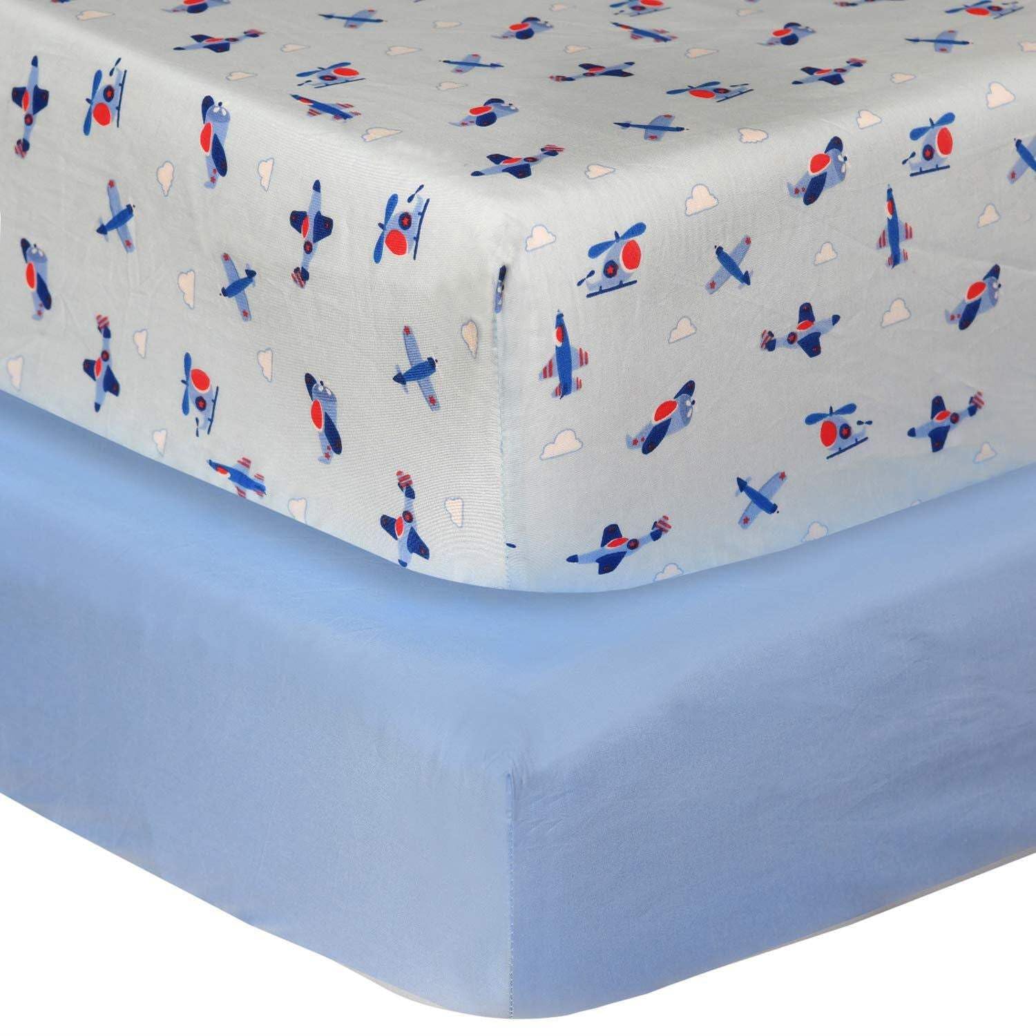 Cuddles & Cribs 2 Pack GOTS Certified Organic Cotton Fitted Crib Sheet – Flight Blue