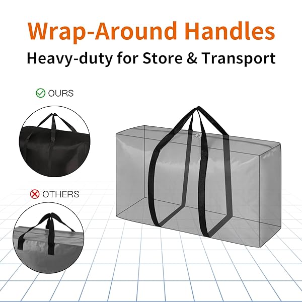 QINGXIANGZI EXTRA LARGE MOVING BAGS: 4 PACK STORAGE TOTES – WITH STURDY ZIPPERS AND WRAP-AROUND HANDLES FOR MOVING SUPPLIES AND SPACE SAVING – BLACK
