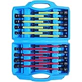 PANOVOS 18Pcs Magnetic Nut Driver Set,Impact Power Hex Extra Long Nut Driver Drill Bit Master Kit | SAE & Metric | 1/4 Inch Hex Shank | Cr-V Steel