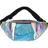 HNKJDS Clear Holographic Fanny Pack Shiny Belt Bag Waterproof Travel Waist Packs with Adjustable Belt for Women Men Girls, Multicolor