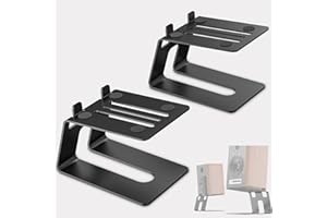 Desktop Speaker Stands, One Pair Metal Professional Studio Monitor Stand for Small Medium Computer Speakers Bookshelf Speaker