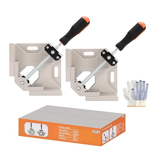 2 Pack Corner Clamps Aluminum Alloy Right Angle Clamp With Adjustable Swing Jaw 90 Degree Wood Clamps For Woodworking Single Handle