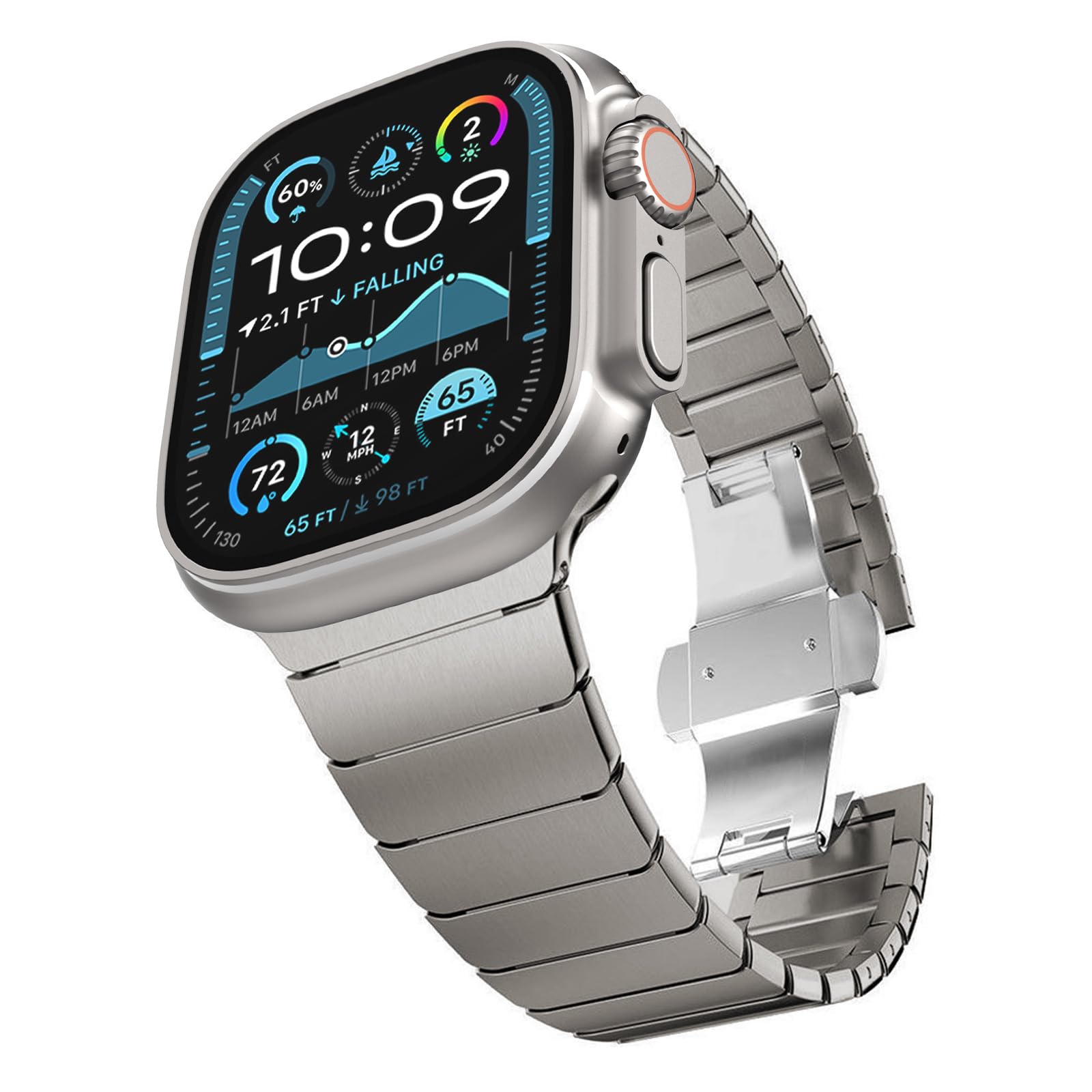 CHANCHY 49mm 46mm 45mm 44mm 42mm(Series 3 2 1) for Apple Watch Straps,Stainless Steel links Strap replacement metal band for iwatch Ultra 3 2 1/SE 3 2 1/Series 11 10 9 8 7 6 5 4 3 2 1, Titanium โ image 1