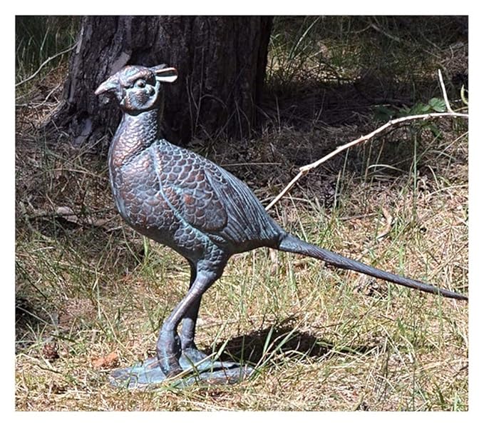 Lovely large cast iron pheasant hen garden sculpture ornament with a