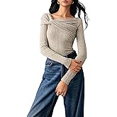 SweatyRocks Women's Twist Front Slim Fitted Tops Ribbed Knit Winter Pullover Sweater