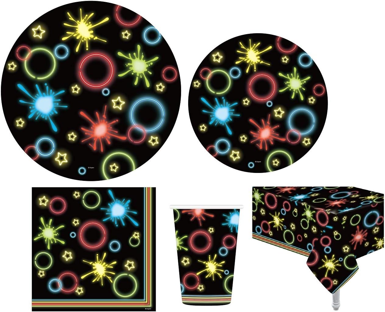 Serves 30 Complete Party Pack Neon Glow Party Supplies