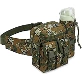 DOB SECHS Hiking Waist Bag with Detachable Water Bottle Holder and Adjustable Waist Belt Oxford Fanny Pack for Men Women Causal Belt Bag for Travel Outdoor Fishing Running Hiking Hunting,Camouflage