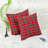 GTEXT 2 Pack Christmas Decor Red Plaids Pillow Covers Buffalo Check Throw Pillow Cover Tartan Cuhion Cover Case for Couch Sofa Home Decoration Cotton 18 X 18 Inches