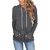 FEEKEKE Women's Long Sleeve Hoodies Tops Lightweight Hooded Sweatshirts Pullover Casual Tunic Shirts with Pocket