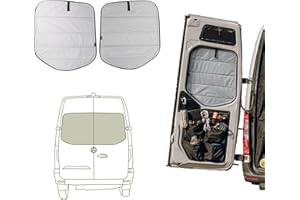 VanEssential Insulated Magnetic Blackout Rear Door Window Covers (Pair) Designed for Mercedes-Benz VS30 (Van Years 2019 to Current) - Cool Gray
