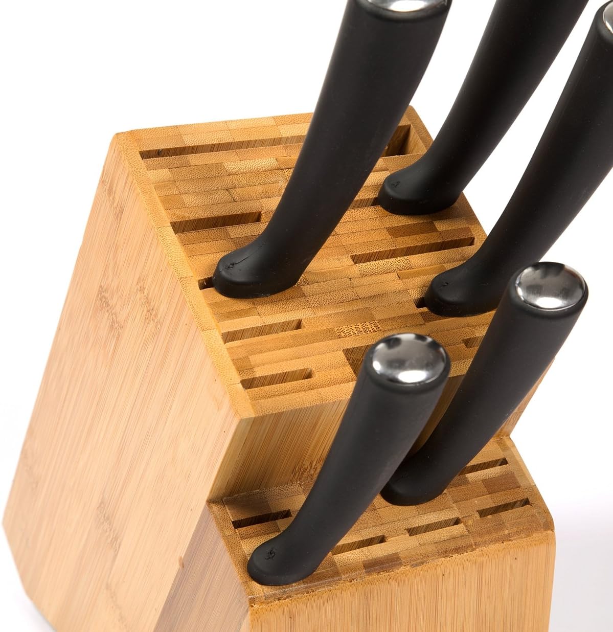 Woodluv Universal 19 Slot Bamboo Empty Knife Block Storage Organiser, Multi-colour - Image 4