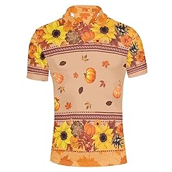 HUGS IDEA Mens Short Sleeve Shirt Thanksgiving