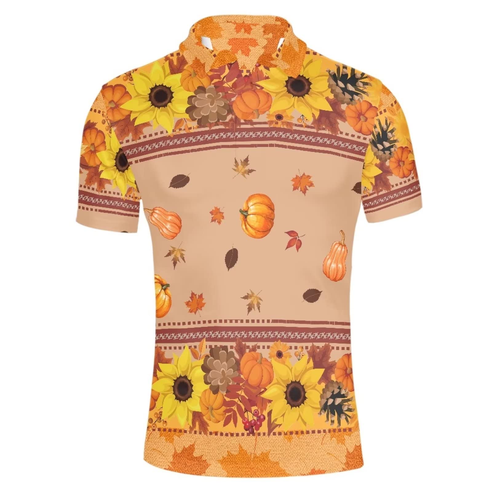 HUGS IDEA Mens Short Sleeve Shirt Thanksgiving
