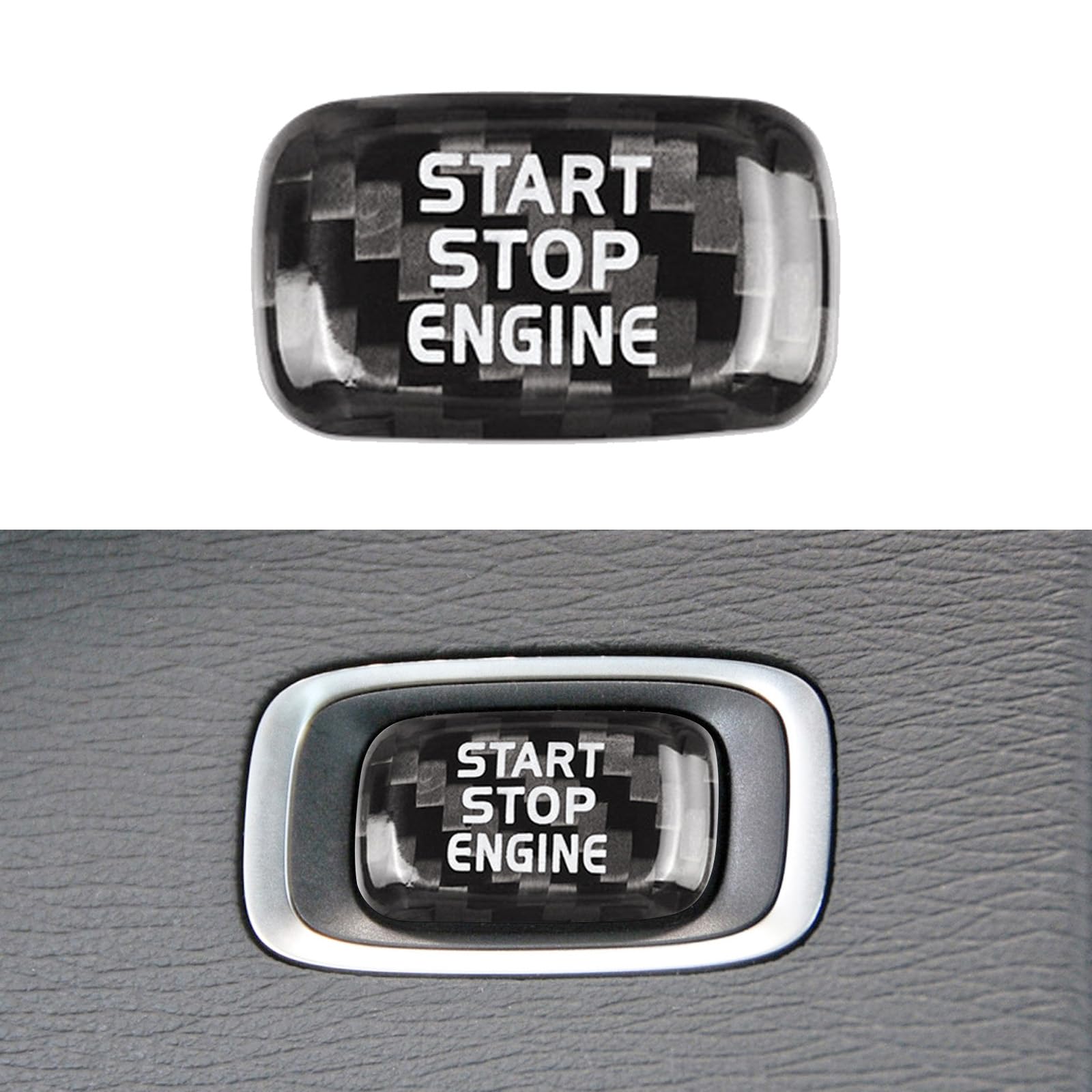 Photo 1 of QianBao Compatible with Start Stop Button Cover Carbon Fiber Keyless Car Engine Ignition Switch for Volvo V40 V60 S60L S60 XC60 S80L Black
