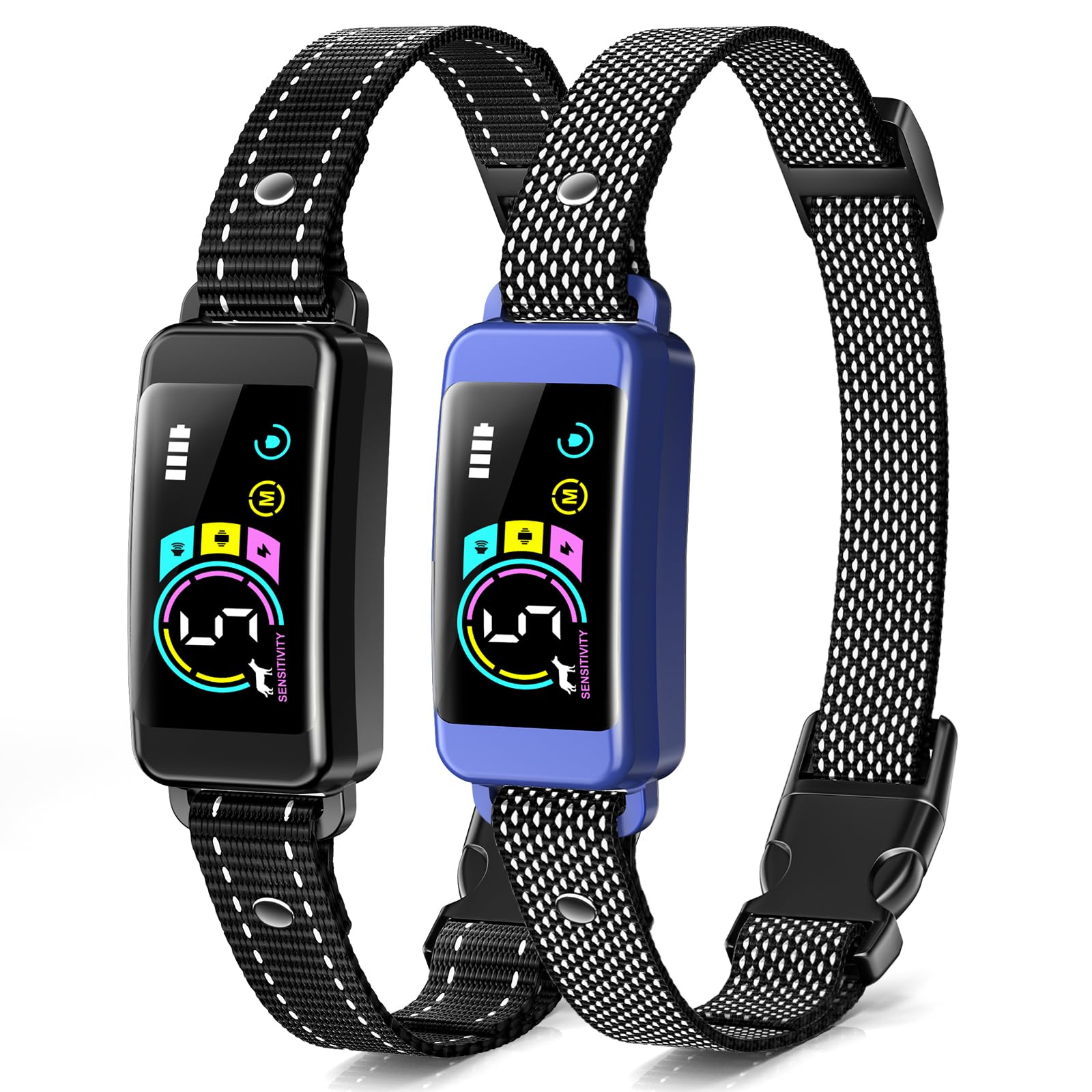 Photo 1 of Bark Collar, 2 Pack Smart Dog Bark Collar for Large Medium Small Dogs, Anti Barking Device for Dogs Training Collar with Beep Vibration Harmless Shock, 5 Adjustable Sensitivity (Blue)