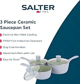 Salter Earth 3pc Saucepan Set Induction Ceramic Non-Stick PFAS-Free Green view 2