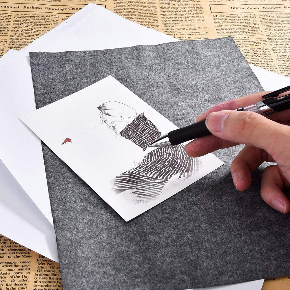 100 Fogli Carta Carbone Blu In Grafite - Formato A5 (12,75 X 18,5 Cm) Per Trasferimento Su Legno, Tela, Metallo - 2