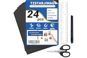 TZSTARJIMAG Magnet Sheets with Adhesive Backing,8.5" x 11"(Pack of 24),30 mil Thick Cuttable Flexible Magnetic Sheets for DIY Crafts,Photos,Letters and Stickers