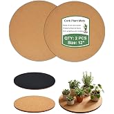 12 Inch Cork Plant Coasters, 2 Pack Large Round Plant Mats for Planters | Round cork plant coasters in multiple sizes help protect tables and floors from water marks under planters.
