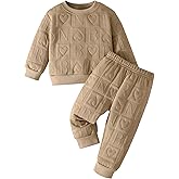 Jecson Toddler Baby Girl Clothes: Soft Warm Outfits Set Quilted Heart Sweatshirt & Pants Cute Fall Winter Home Out 2Pcs 3M-4T