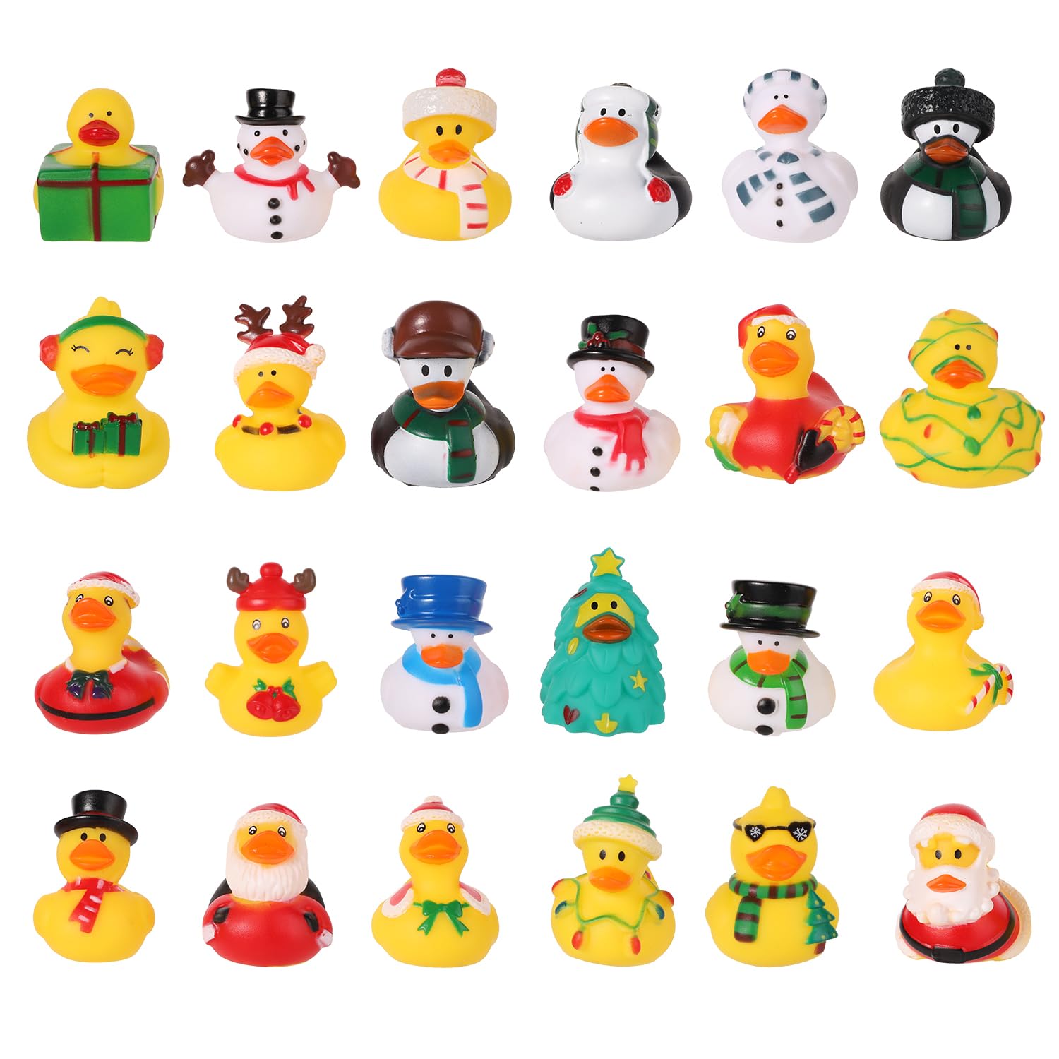 24pcs Assorted Rubber Ducks, Funny Creative Water Play Ducks for Kids, Christmas Party, Home & Car Decor (24 Styles)