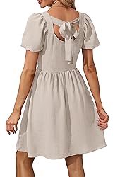 OFEEFAN Womens Beige Dresses Elegant Summer Short