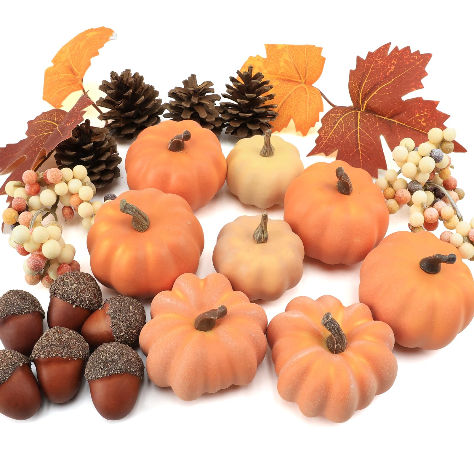 Photo 1 of Ghrdopy 22 PCS Pumpkin Decor - Fall Decorations Plastic Pumpkins for Autumn Decorating Kit Halloween Thanksgiving Party Supplies