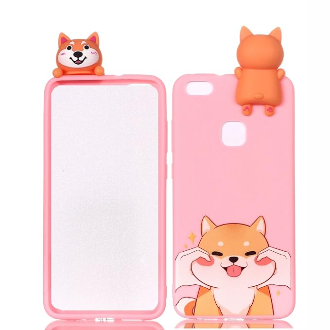 Sunrive Für Huawei P10 Lite Hülle Silikon, Handyhülle matt Schutzhülle Etui 3D Case Backcover für Huawei P10 Lite(L Hündchen 