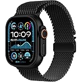 Milanese Loop Band Compatible with Apple Watch Bands Ultra 3/2/1 49mm 46mm 45mm 44mm for Men Women, Parachute-style Buckle Stainless Steel Metal Mesh Bracelet Strap for iWatch Series 11 10 9 SE 8 7 6 5 4 3 2