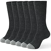 WANDER Men's Running Crew Socks 6 Pairs Cotton Athletic Socks for Men Cushion Performance Socks 8-12/12-15