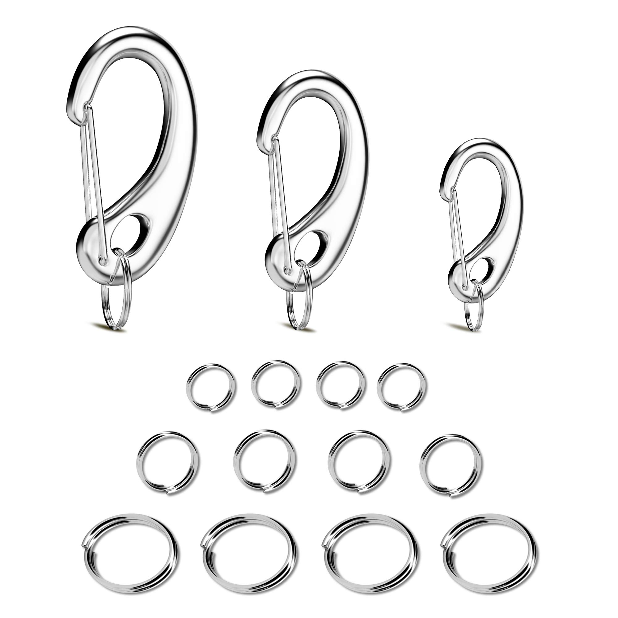 Divoti Pet Tag Quick Clip/Sping-load Hook Combo for Pet ID Tags - 1 per S/M/L w/Pack of Split Rings