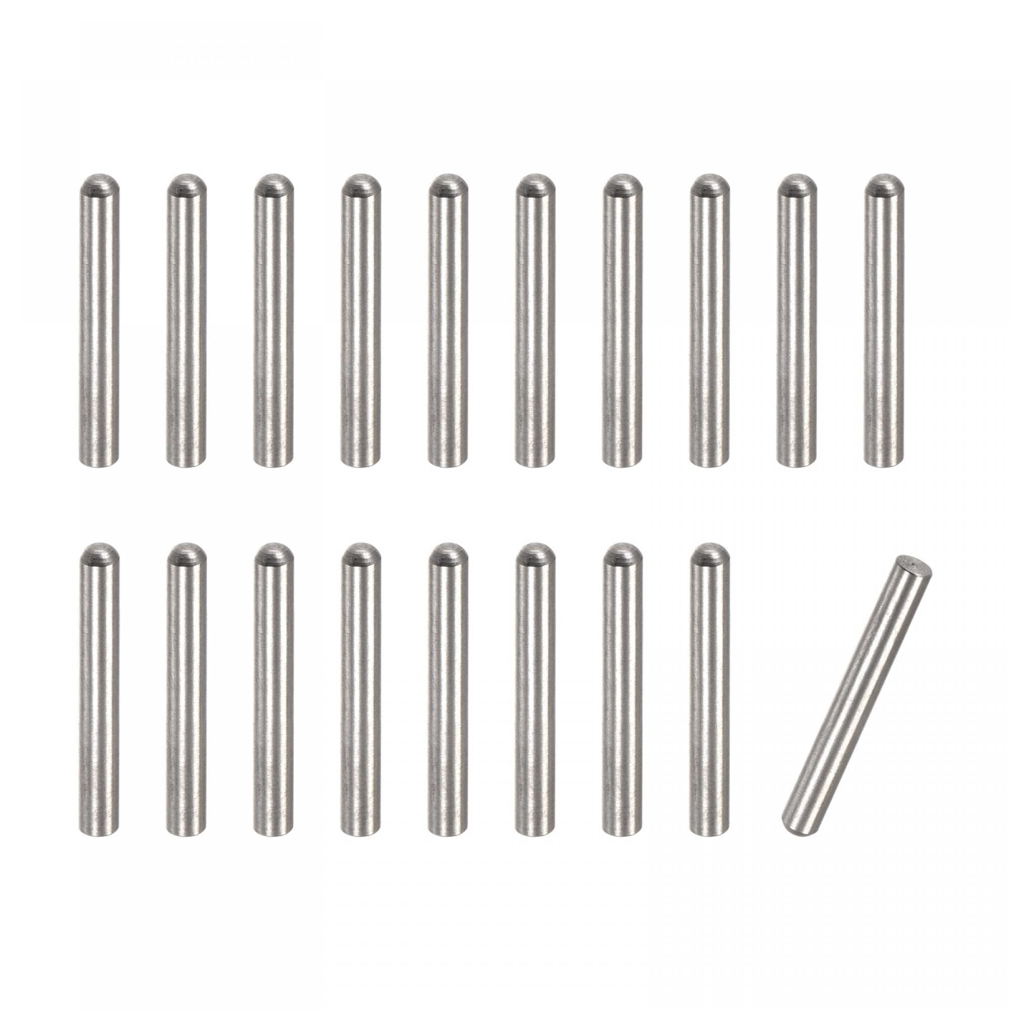 TOP-VIGOR 20Pcs 3mm x 20mm Dowel Pins, 304 Stainless Steel Round Head Flat Chamfered End Shelf Pegs Support Fasten Elements Silver Tone