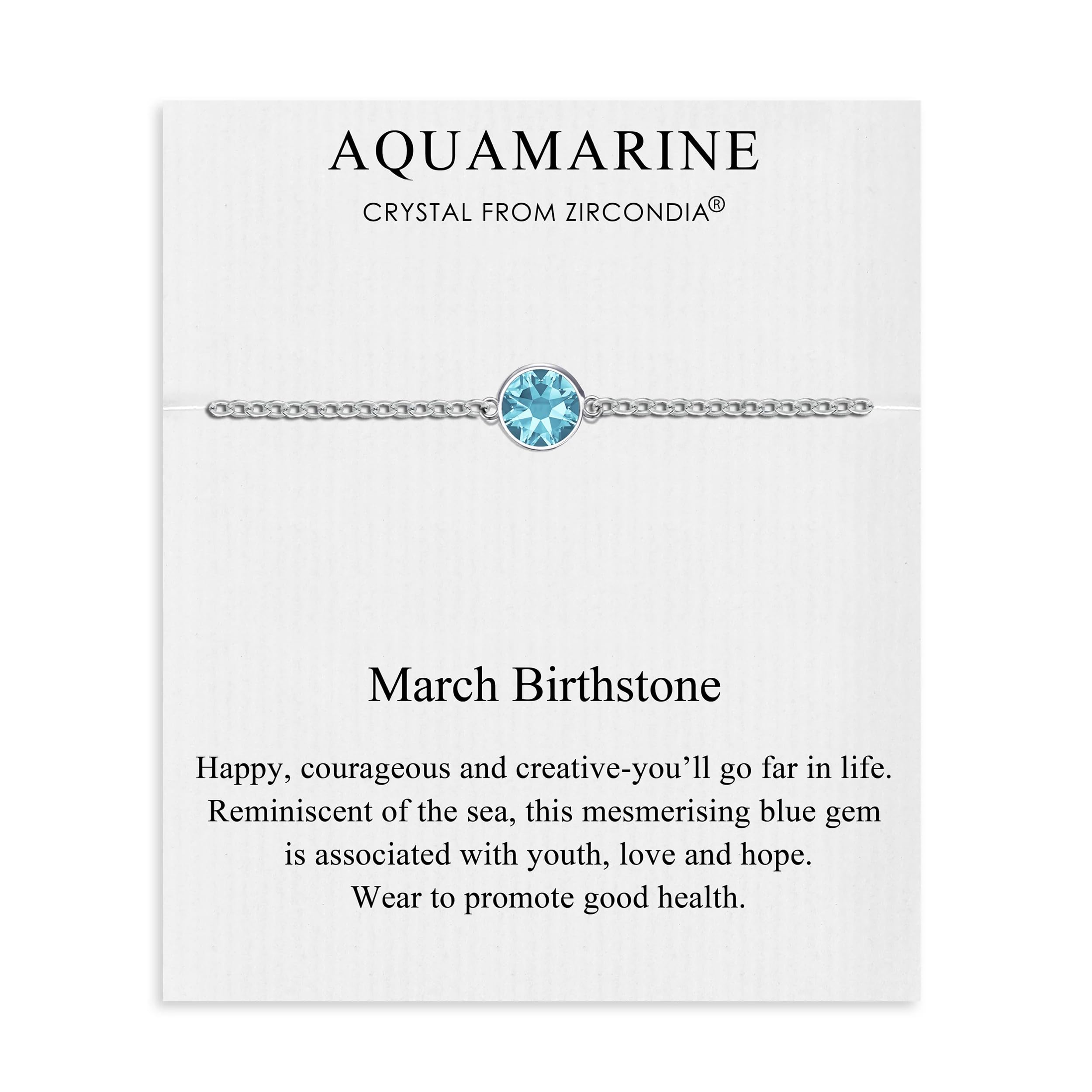 Philip Jones March (Aquamarine) Birthstone Anklet Created with Zircondia® Crystals