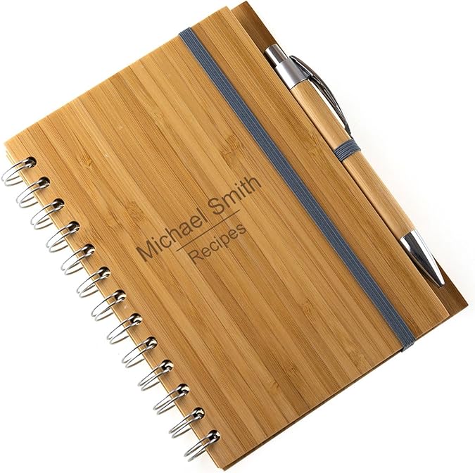 Personalised Recycled Bamboo Note Pad & Pen Engraved Enter Your