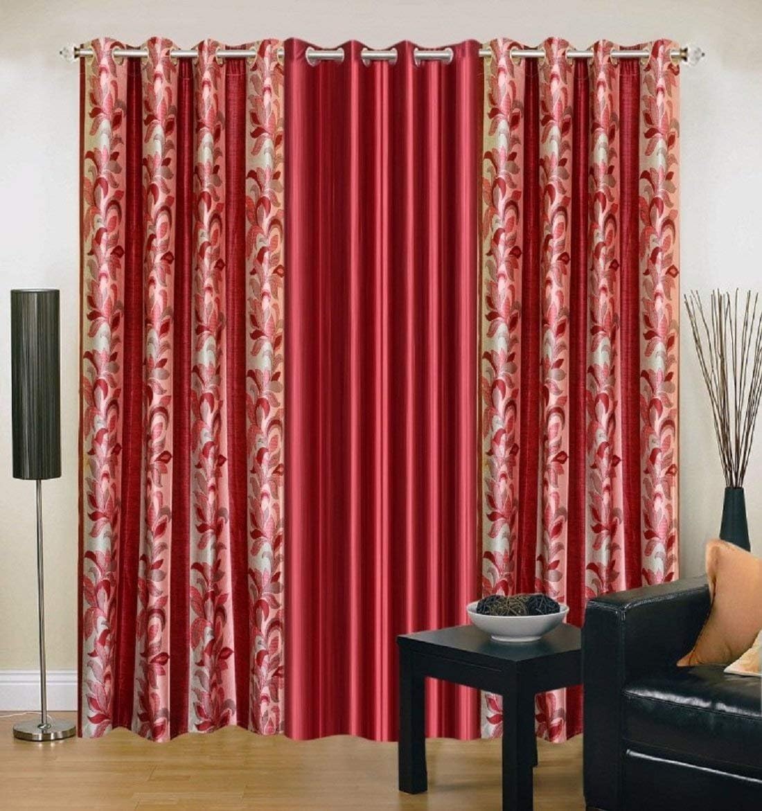 Galaxy Home Decor Polyester Grommet Curtain, 4 X 5 Feet, Maroon, Pack of 3.