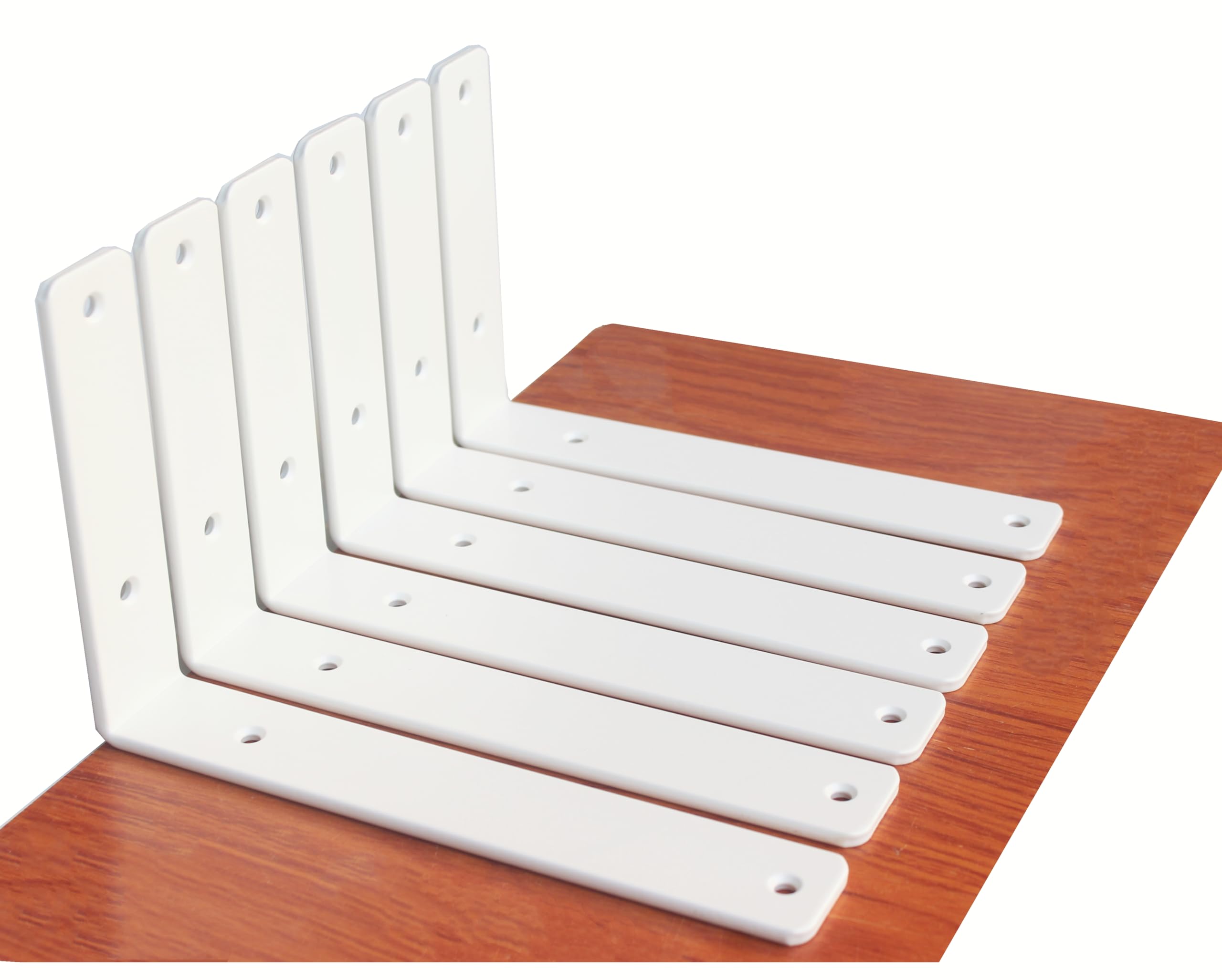 Photo 1 of 6 Pack - L 9" x H 6" x W1.5, 5mm Thick White L Shelf Bracket, Iron Shelf Brackets, Metal Shelf Brackets, Floating Shelf, Shelf Supports with Screws