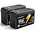 GOLDENMATE 12V 10Ah LiFePO4 Lithium Battery(2 Packs), 5000+ Deep Cycles, IP67 Waterproof Lithium Iron Phosphate Battery, Built-in BMS, Ideal for Power Wheels, Solar, Marine, Fish Finder, Ride-on Toy