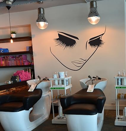 CVANU Hair Salon Decor Decal Lashes Makeup Wall Decor Lashes Decal Makeup Decal Lashes Decor Hairdresser Decal Spa Wall Decal Salon Wall Decal