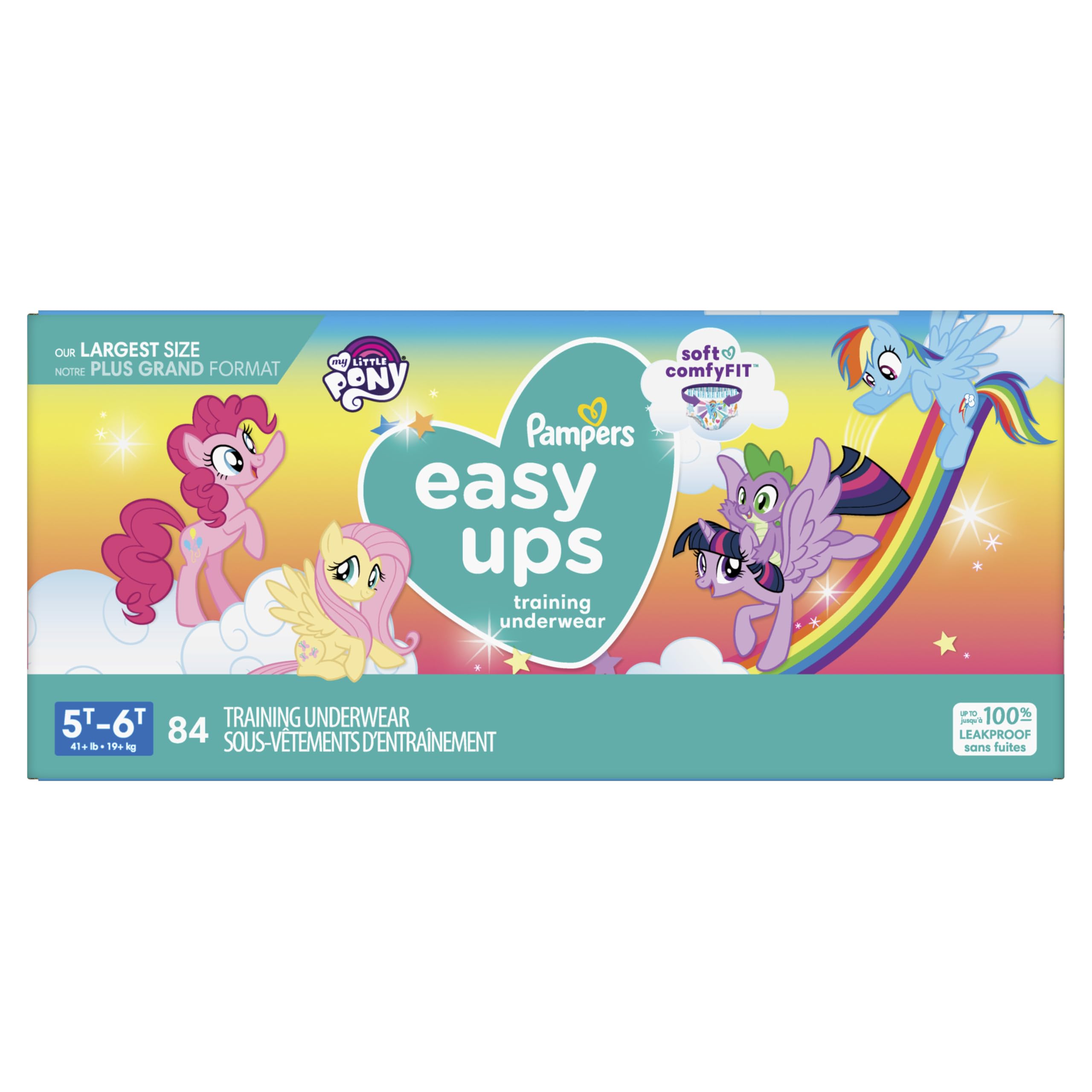 Pampers Training Pants - Easy Ups Girls & Boys - Size 5T-6T, 84 Count, Easy Pull Up & Down Design, My Little Pony Potty Underwear (Packaging May Vary)