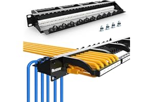 PBAEGAV Keystone Patch Panel 24 Port Cat6 10Gbps Network Panel for 1U 19" Rackmount Front Cable Punch Down Network Ideal for Gigabit Ethernet Connections (Cat6)