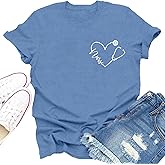 Dabon Nurse Shirts for Women Nurse Day T-Shirt Nursing Stethoscope Heart Tee Tops
