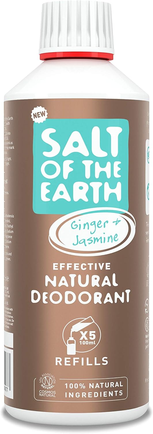 Salt of the Earth, Natural Deodorant Spray Refill, Ginger & Jasmine, 100% Natural Origin Ingredients, Vegan