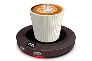 MXMZHXU Coffee Mug Warmer for Desk -Auto Shut Off, 3 Heat Settings, Keep Your Coffee Warm for Office Hours, Perfect Coffee Lovers Gift Idea with 12-Hour-Timer, LED Light and Temperature Control (Wood)
