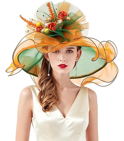 ORIDOOR Women Organza Fascinator Kentucky Hat Derby Floral  display picture 1