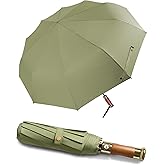 Rain Cats Large Umbrella 45 Inch diameter Umbrellas for rain Strong10 Ribs Fiberglass Windproof big Compact Automatic portable Folding Travel/Thick Fabric/Wood handle