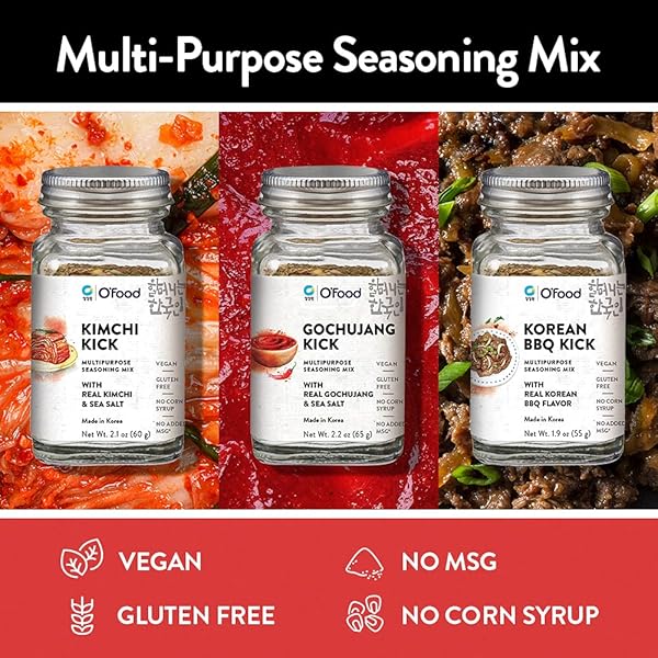 O’FOOD [KIMCHI] KICK KOREAN RED CHILI PEPPER SEASONING MIX | VEGAN, GLUTEN FREE | NO CORN SYRUP, NO ADDED MSG | MULTIPURPOSE KOREAN SPICE BLEND | REAL GOCHUJANG & SEA SALT | 2.1OZ (65G), MADE IN KOREA