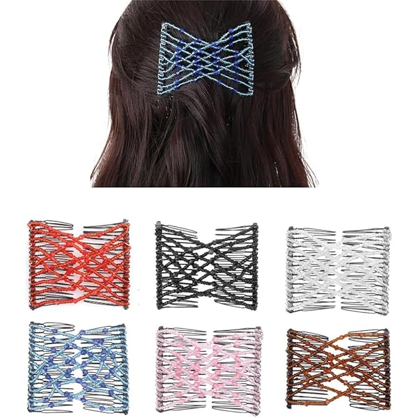 4 Pieces Stretchy Double Comb Hair Clip Adjustable Elastic