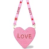 CEALXHENY Valentine’s Day Heart Purse for Women Girls Red Pink Beaded Heart Crossbody Bag LOVE XOXO Heart Shoulder Bag Gifts