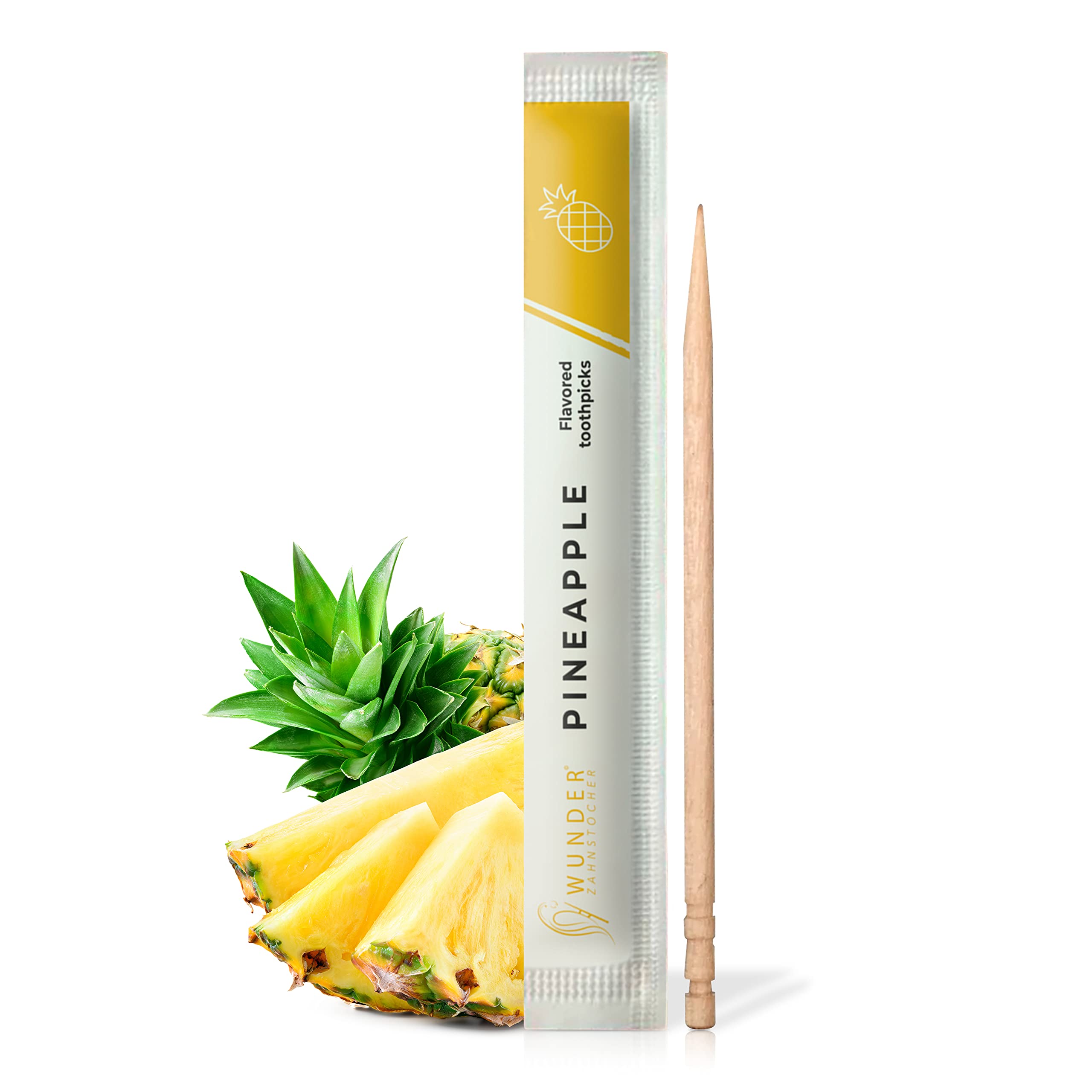 Wonder Flavoured Toothpicks – 200 Individually Wrapped – Pinapple, Plastic-Free Gum Alternative, Fresh Breath, Helps Reduce Nail Biting, Sugar-Free, Vegan
