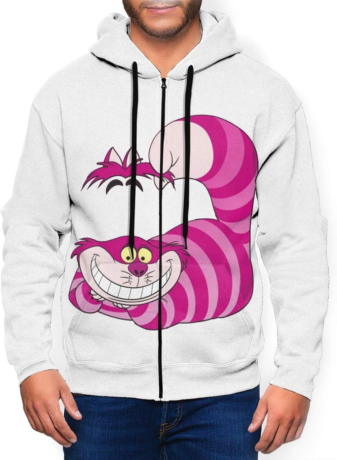 Cheshire Cat Men's Hooded Zipper Shirt Sweatshirt Digital